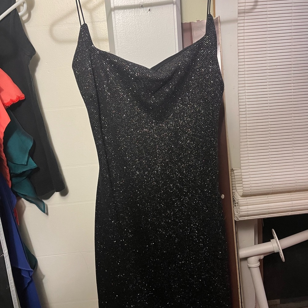 Windsor Black Strapless Glitter Dress